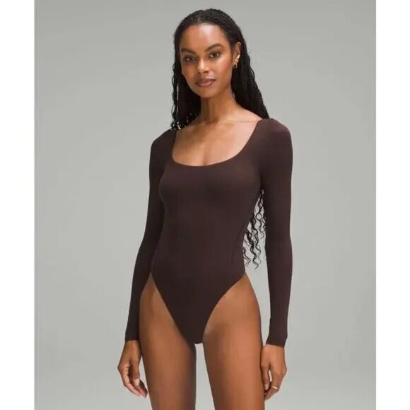 NWT Lululemon Wundermost Ultra-Soft Nulu Square-Neck Bodysuit French Press SZ XL - Picture 1 of 16